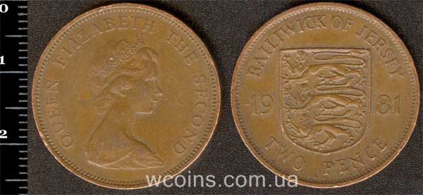 Монета Джерсі 2 пенса 1981