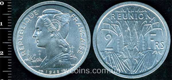 Монета Реюньйон 2 франка 1948