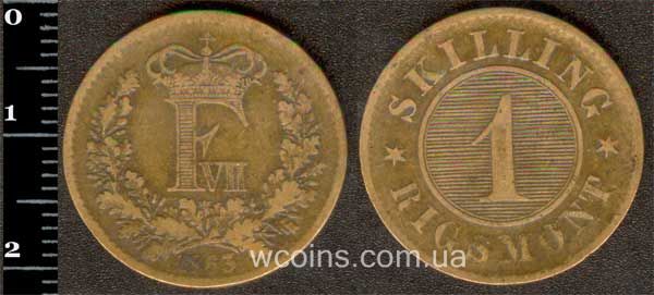 Coin Denmark 1 skilling rigsmont 1863