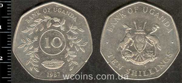 Монета Уганда 10 шилінгів 1987