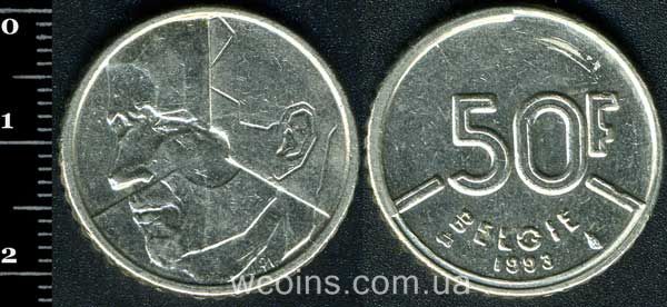 Монета Бельґія 50 франків 1993