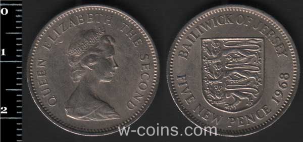Монета Джерсі 5 нових пенсів 1968
