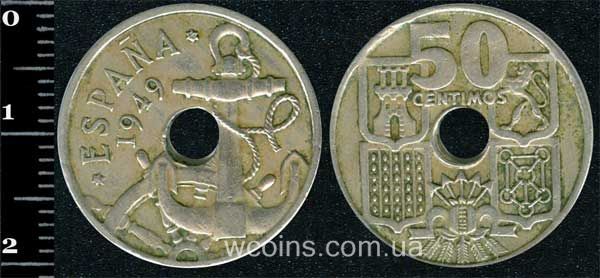Монета Іспанія 50 сантимів 1949