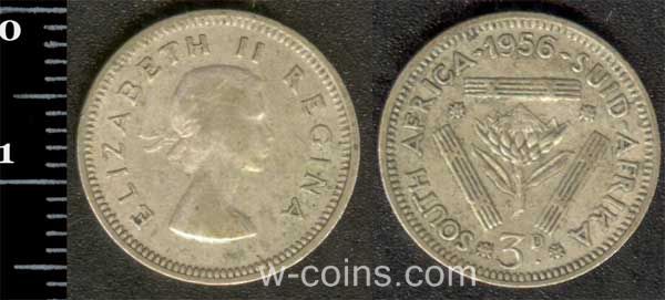 Монета Південна Африка 3 пенса 1956
