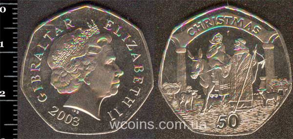 Монета Ґібралтар 50 пенсів 2003