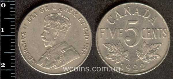 Монета Канада 5 центів 1922