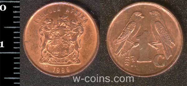 Монета Південна Африка 1 цент 1999