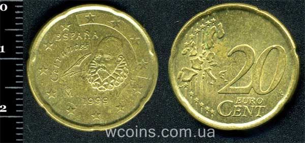 Монета Іспанія 20 євро центів 1999