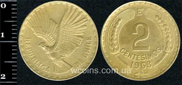 Монета Чілі 2 сентесимо 1968
