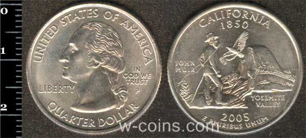 Монета США 25 центів 2005 Каліфорнія