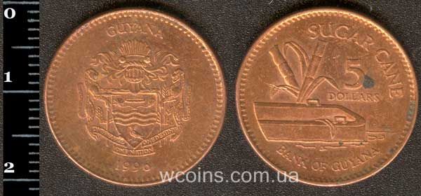 Монета Гаяна 5 доларів 1996