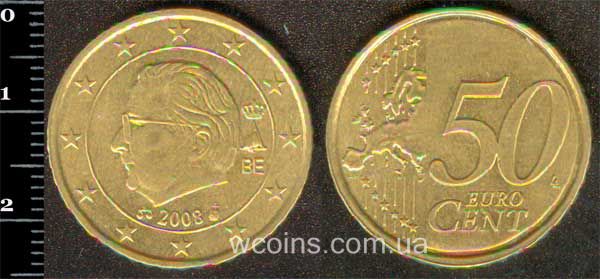 Монета Бельґія 50 євроцентів 2008