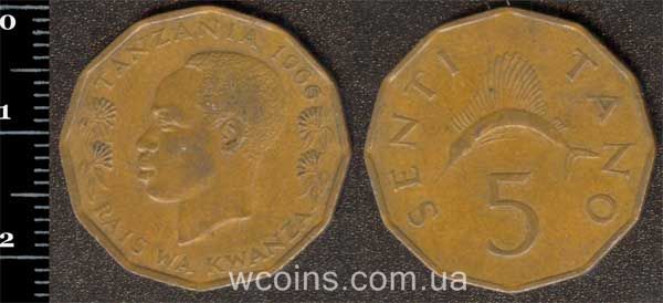 Монета Танзанія 5 сенті 1966
