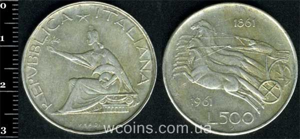 Монета Італія 500 лір 1961