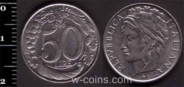 Монета Італія 50 лір 1996