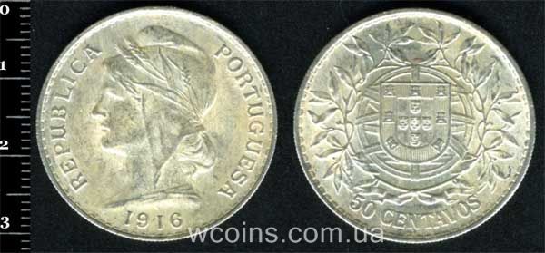 Монета Портуґалія 50 сентаво 1916