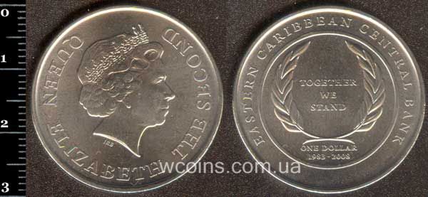 Монета Східнокарибські держави 1 долар 2008