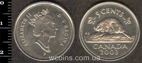 Монета Канада 5 центів 2003