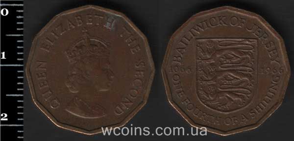 Монета Джерсі 1/4 шилінга 1966