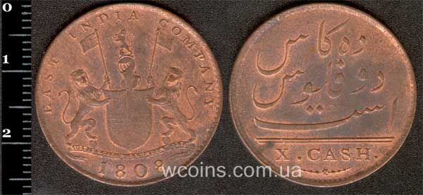 Монета Індія 10 кеш 1808