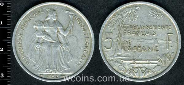 Монета Французька Полінезія 5 франків 1952