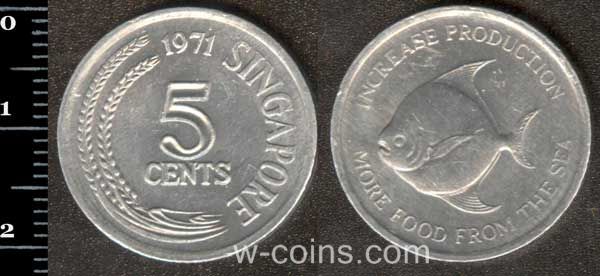Coin Singapore 5 cents 1971