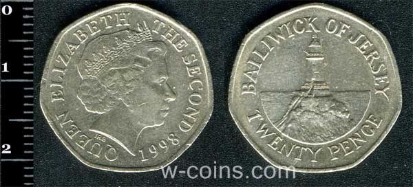 Монета Джерсі 20 пенсів 1998