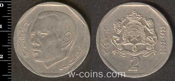 Coin Morocco 2 dirhams 2002