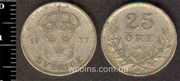 Монета Швеція 25 ере 1937