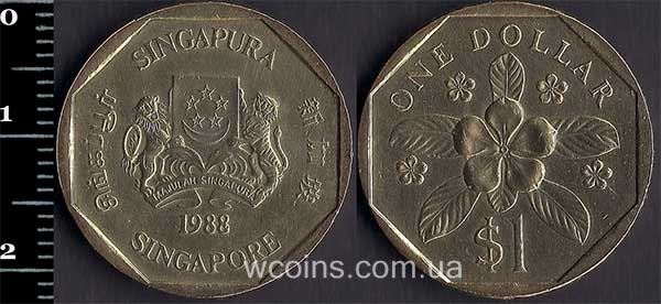Coin Singapore 1 dollar 1988