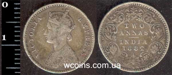 Монета Індія 2 анни 1882