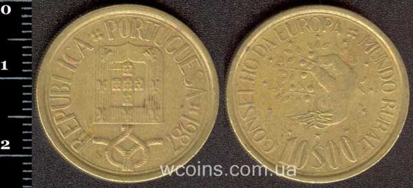 Монета Портуґалія 10 ескудо 1987