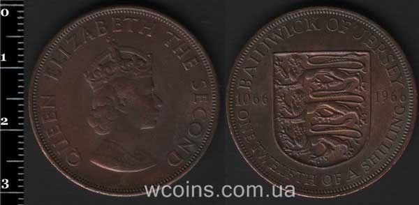 Монета Джерсі 1/12 шилінга 1966