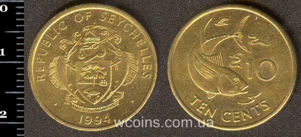 Монета Сейшельські Острови 10 центів 1994