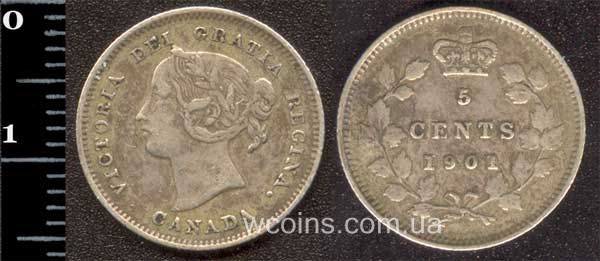 Монета Канада 5 центів 1901