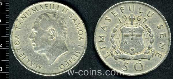 Монета Самоа 50 сене 1967