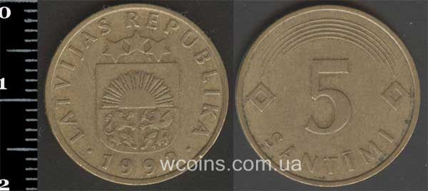 Монета Латвія 5 сантимів 1992