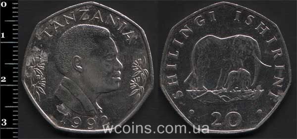 Монета Танзанія 20 шилінгів 1992