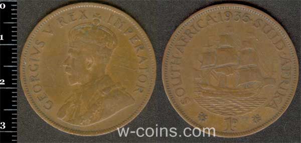 Монета Південна Африка 1 пенні 1935