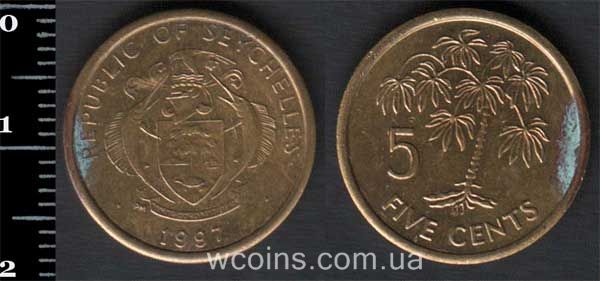 Монета Сейшельські Острови 5 центів 1997