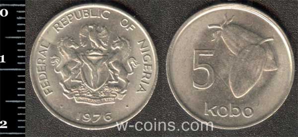 Монета Нігерія 5 кобо 1976