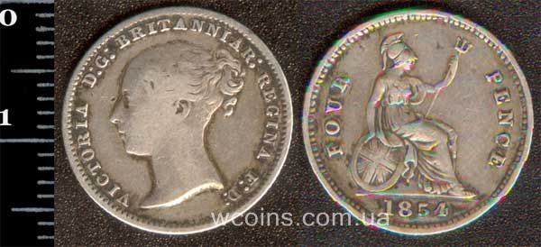 Coin United Kingdom 4 pence 1854