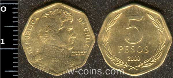 Монета Чілі 5 песо 2000