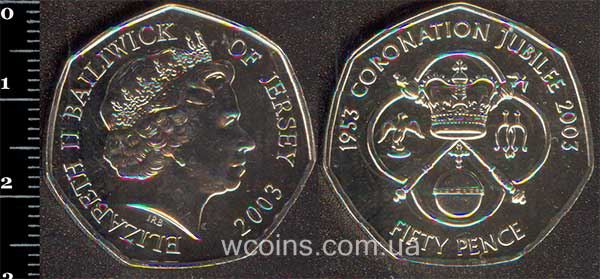 Монета Джерсі 50 пенсів 2003
