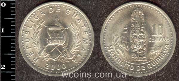 Монета Гватемала 10 сентаво 2000