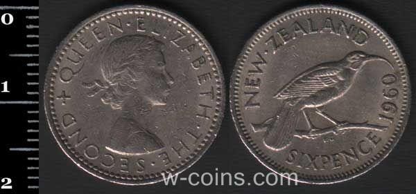 Монета Нова Зеландія 6 пенсів 1960