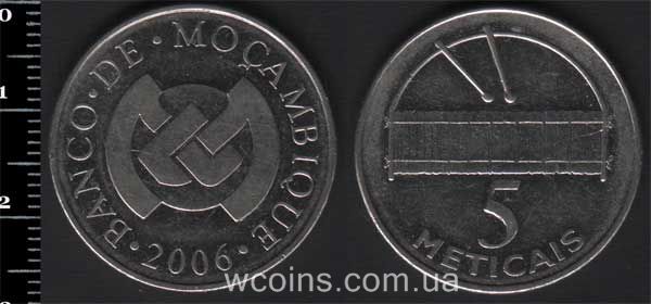 Coin Mozambique 5 meticais 2006