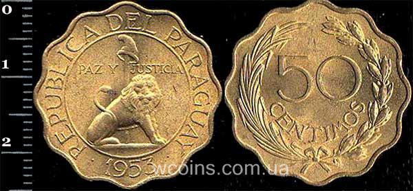 Монета Парагвай 50 сентимо 1953