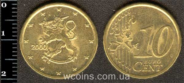 Монета Фінляндія 10 євро центів 2000