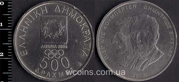 Монета Греція 500 драхм 2000
